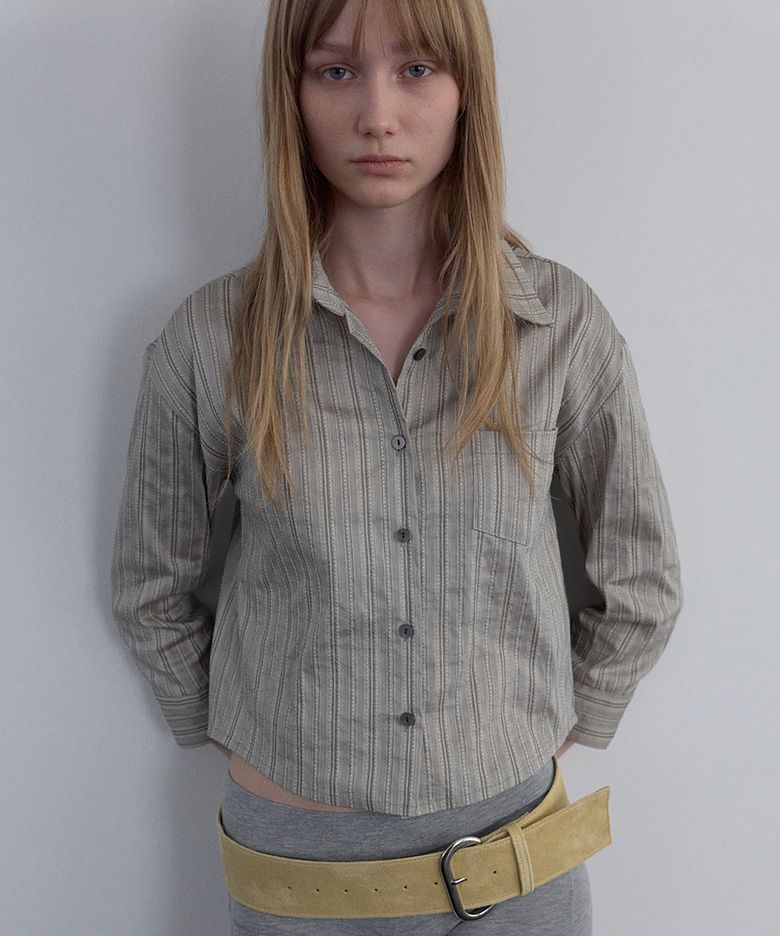 Jacquard Stripe Vintage Shirt_Khaki