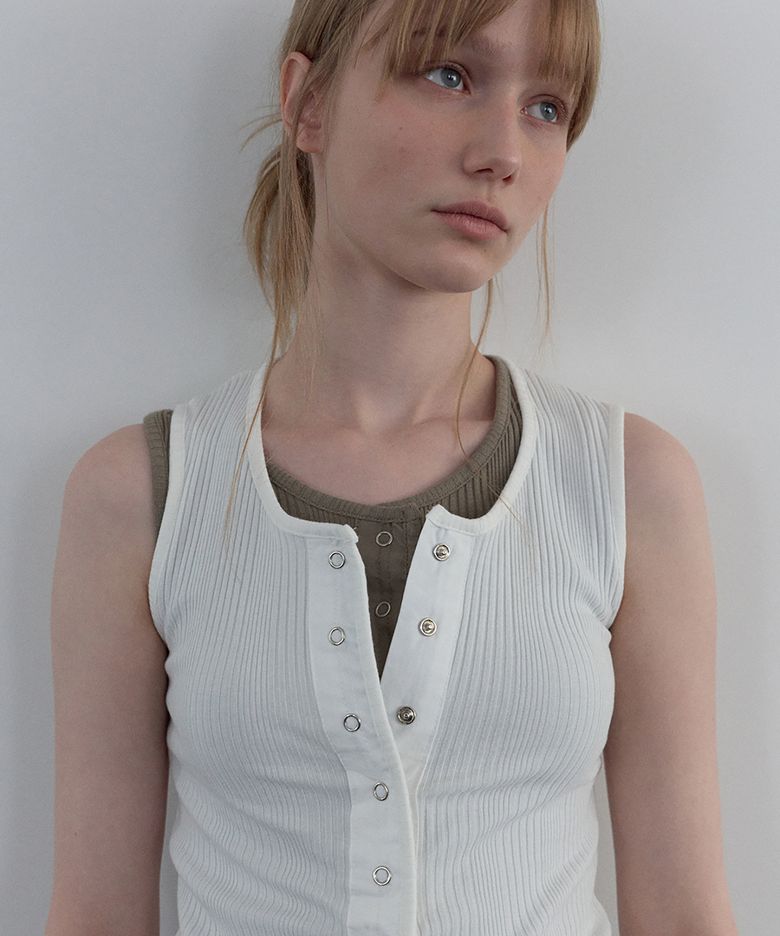 Snap Button Sleeveles_Ivory