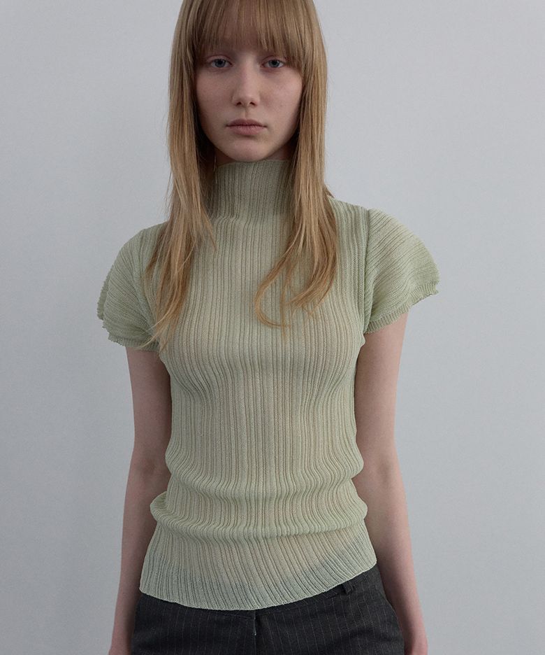 Pleated Half-Neck Knit_Mint