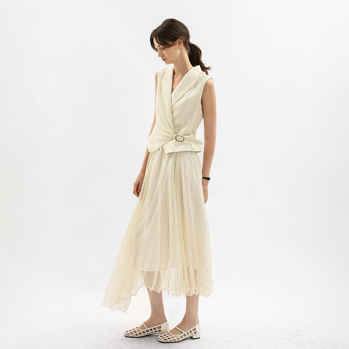 웬스데이딜라잇(WEDNESDAY DELIGHT) WD_Elegant drape chiffon dress_IVORY