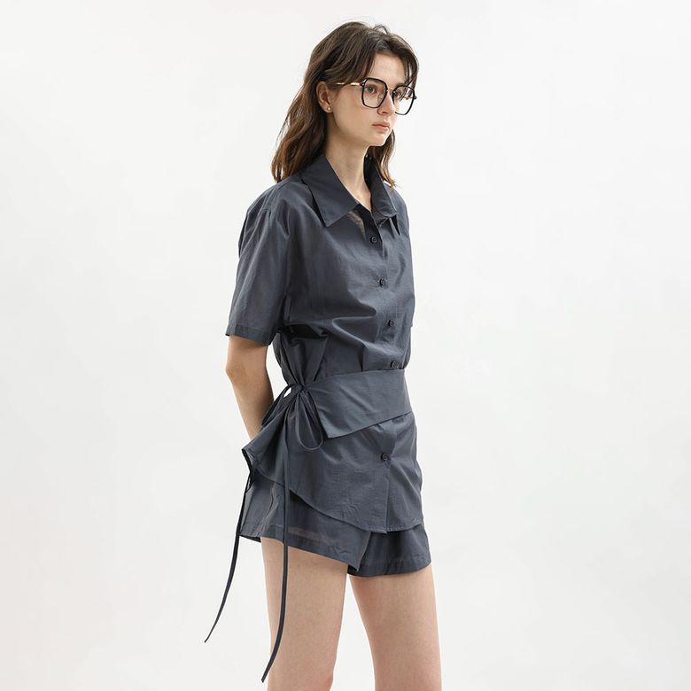 WD_Relaxed fit shirt and short pants set_CHARCOAL