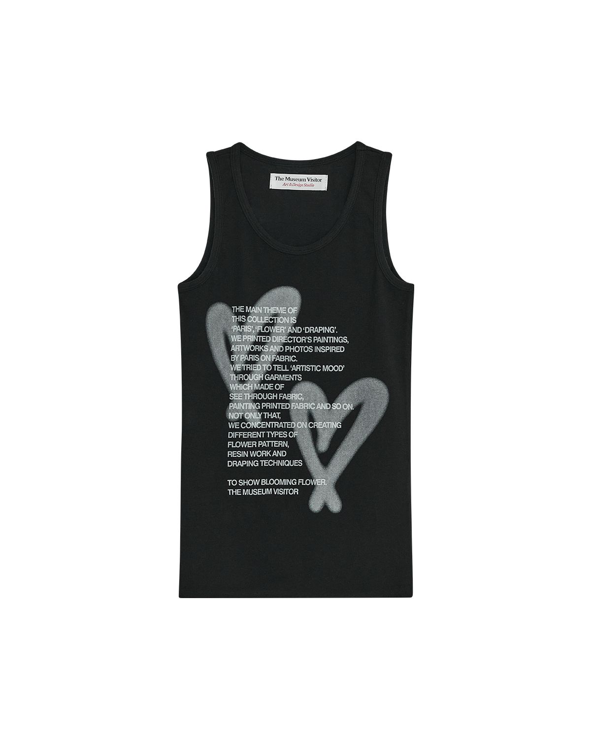 더뮤지엄비지터(THEMUSEUMVISITOR) HEART PRINTED SLEEVELESS (BLACK)