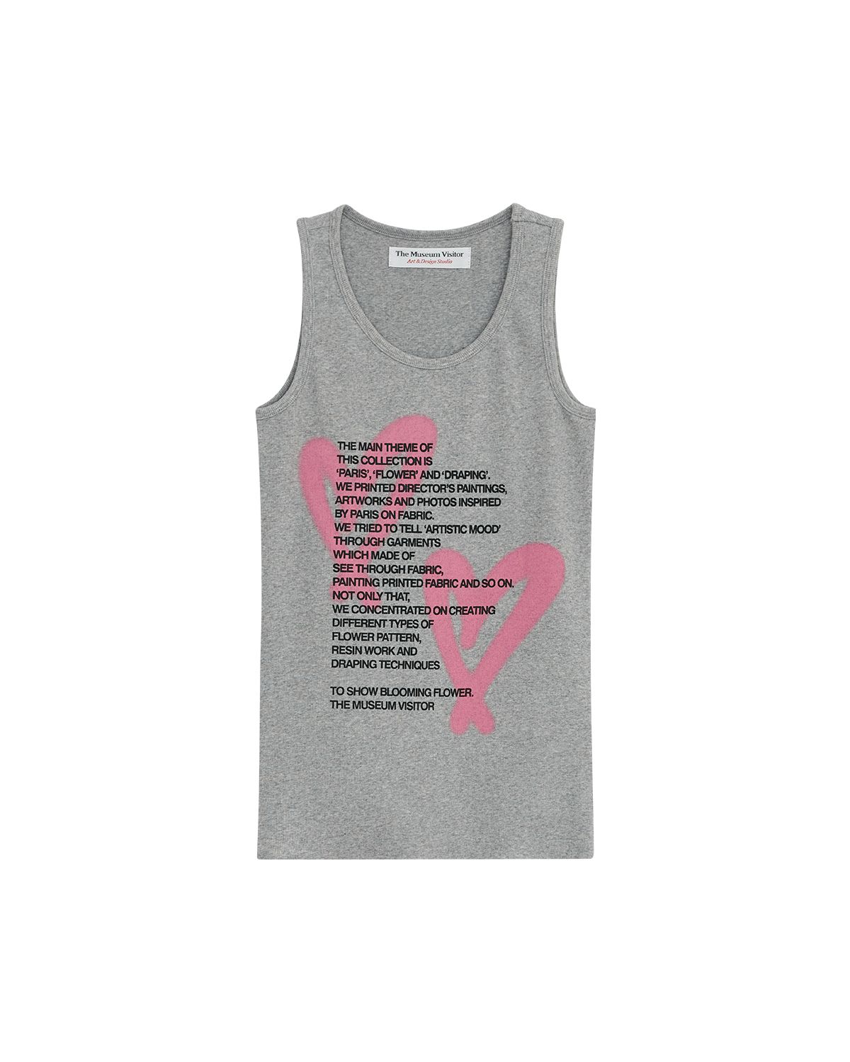더뮤지엄비지터(THEMUSEUMVISITOR) HEART PRINTED SLEEVELESS (MELANGE GREY)