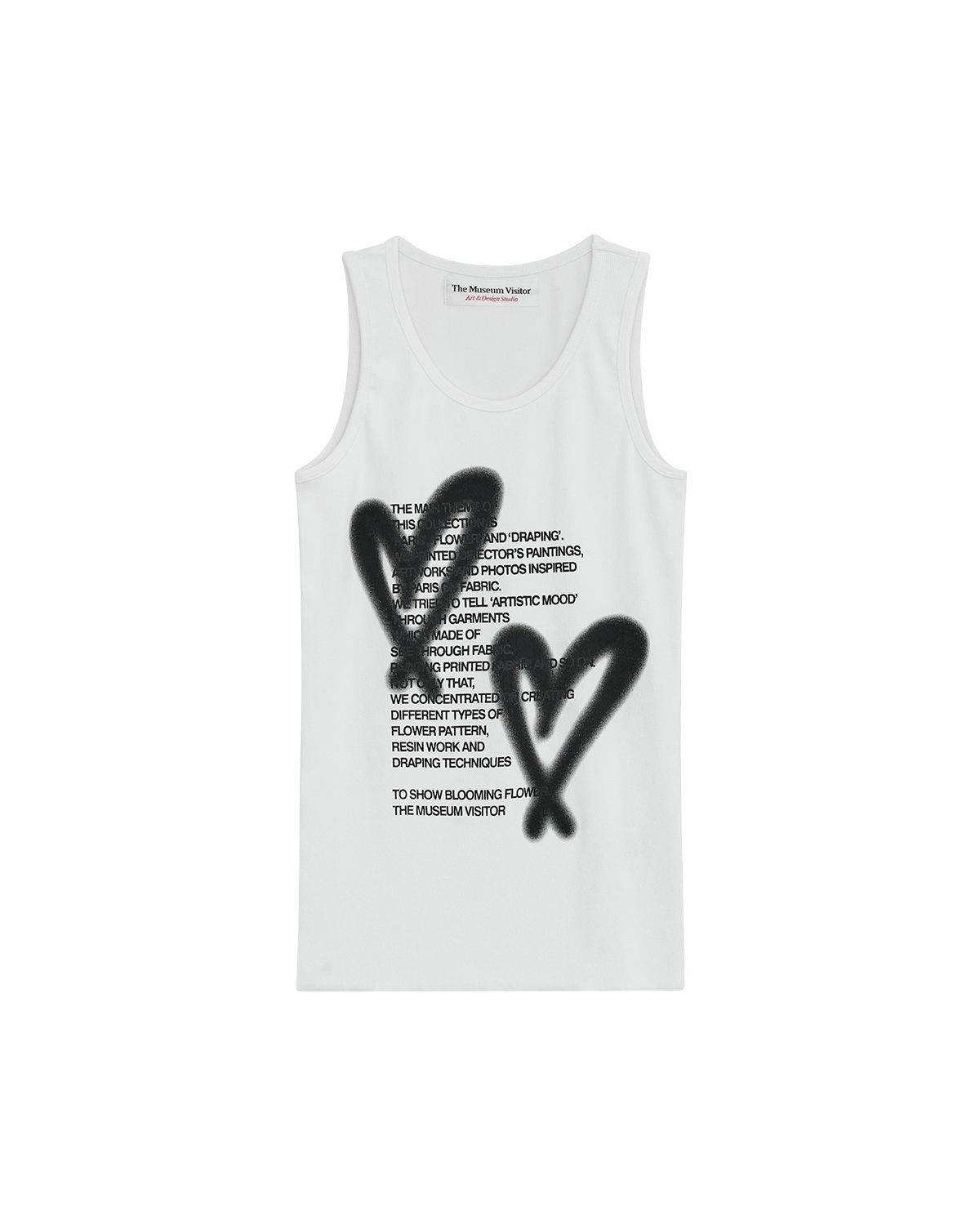 더뮤지엄비지터(THEMUSEUMVISITOR) HEART PRINTED SLEEVELESS (WHITE)