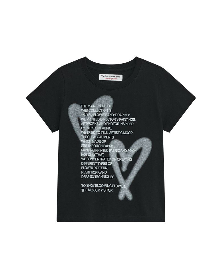 W HEART PRINTED CROP T-SHIRT (BLACK)