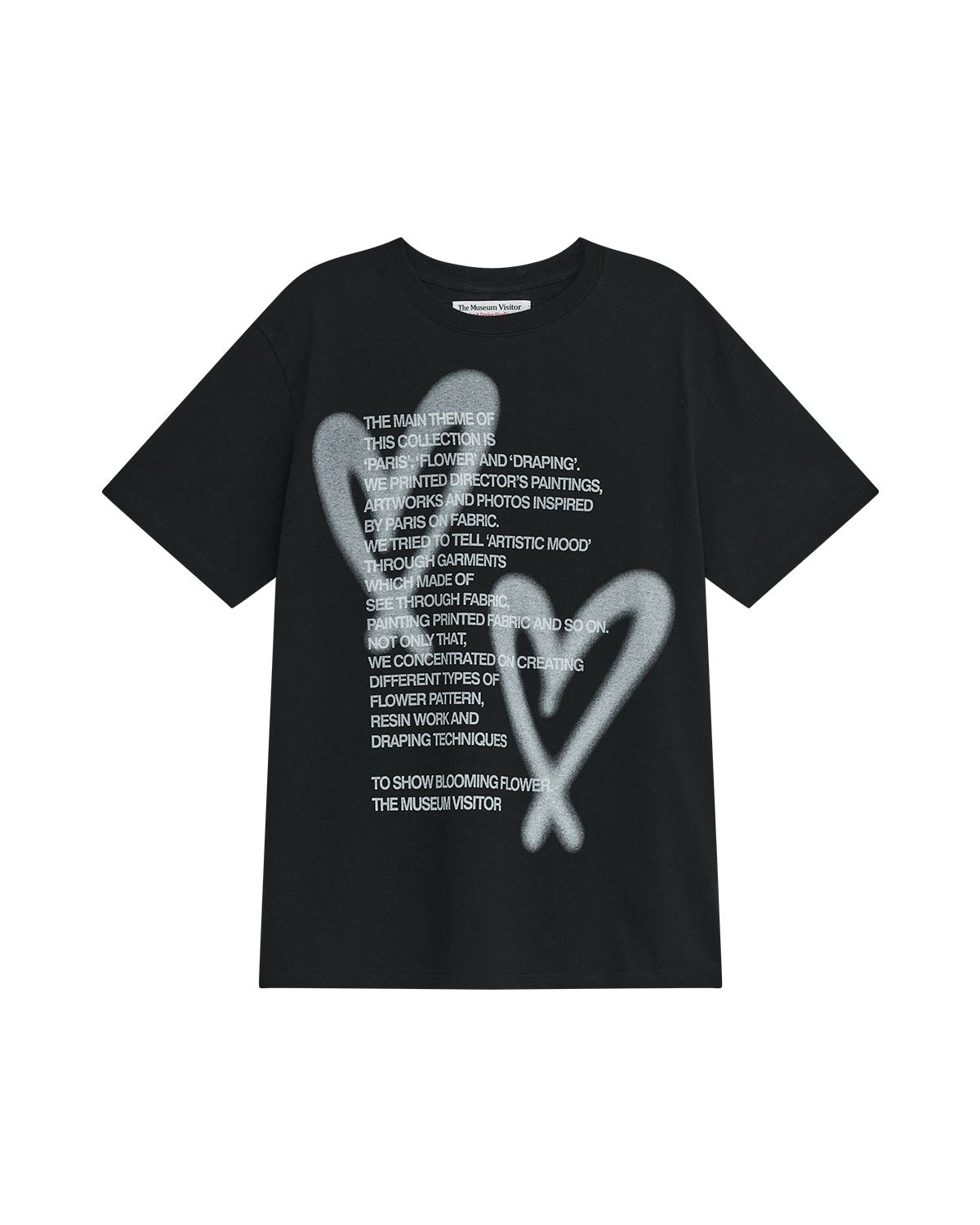 더뮤지엄비지터(THEMUSEUMVISITOR) HEART PRINTED OVERFIT T-SHIRT (BLACK)