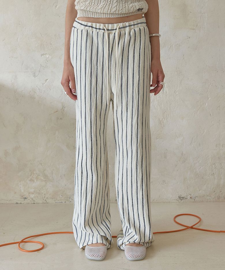 Slove stripe banding pants - Charcoal