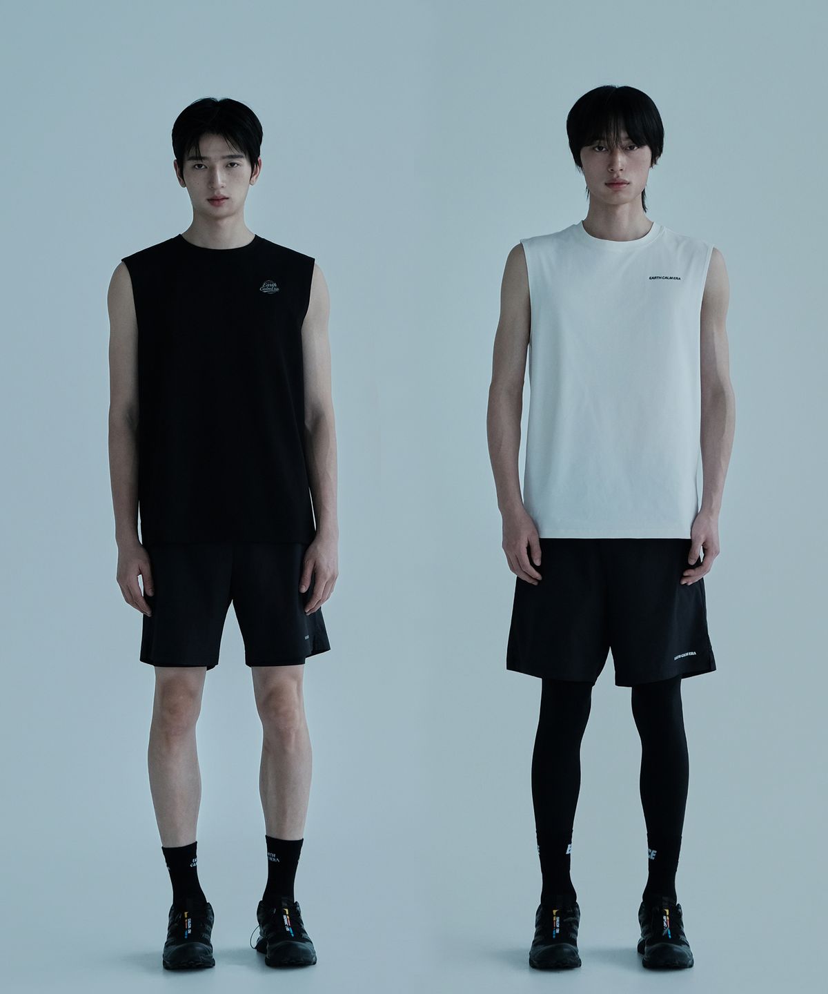 얼스캄에라(EARTH CALM ERA) [2팩] 2in1 액티브 7인치 쇼츠_하프&롱 타이즈_블랙