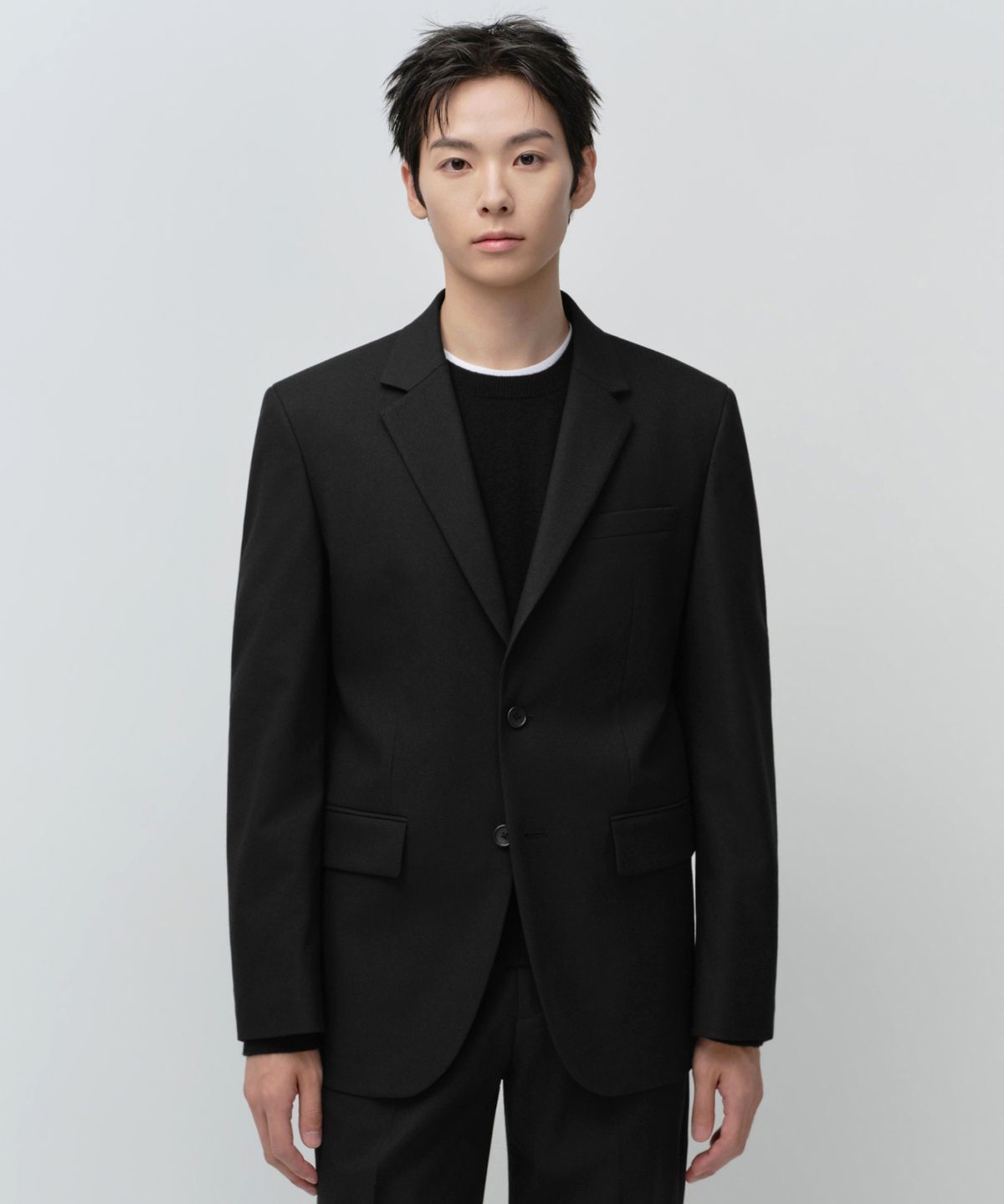 무신사 스탠다드(MUSINSA STANDARD) 휩코드 릴렉스드 베이식 블레이저 [블랙]