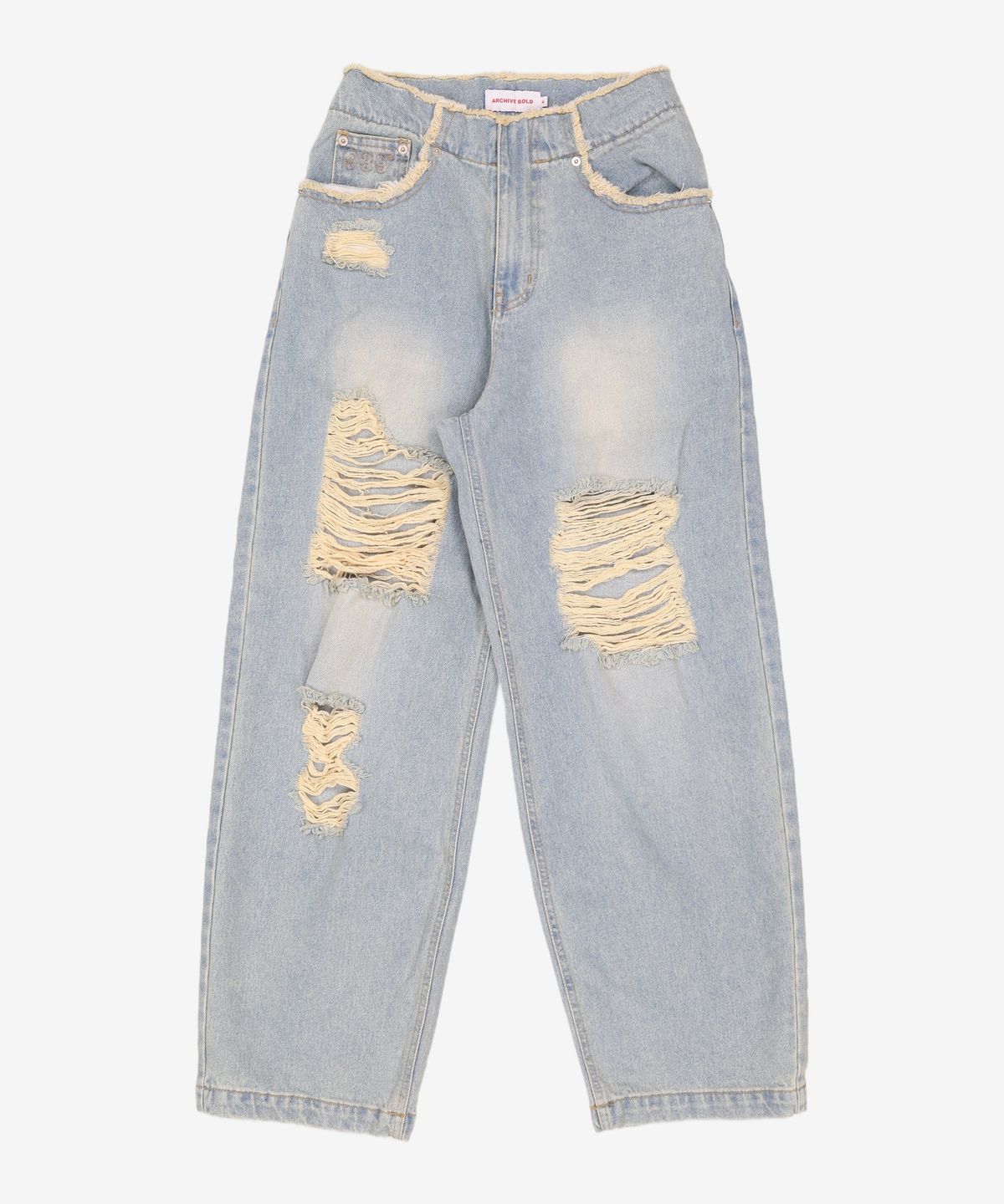 아카이브 볼드(ARCHIVE BOLD) DESTROYED DENIM PANTS (LIGHT BLUE) M