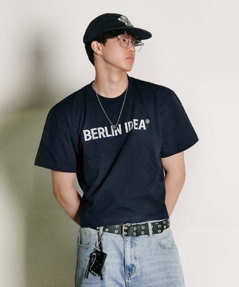 베를린 아이디어 가먼츠 크롭 크루넥_NAVY