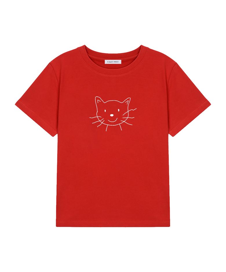 CAT FACE CROP TEE (3 COLOR)