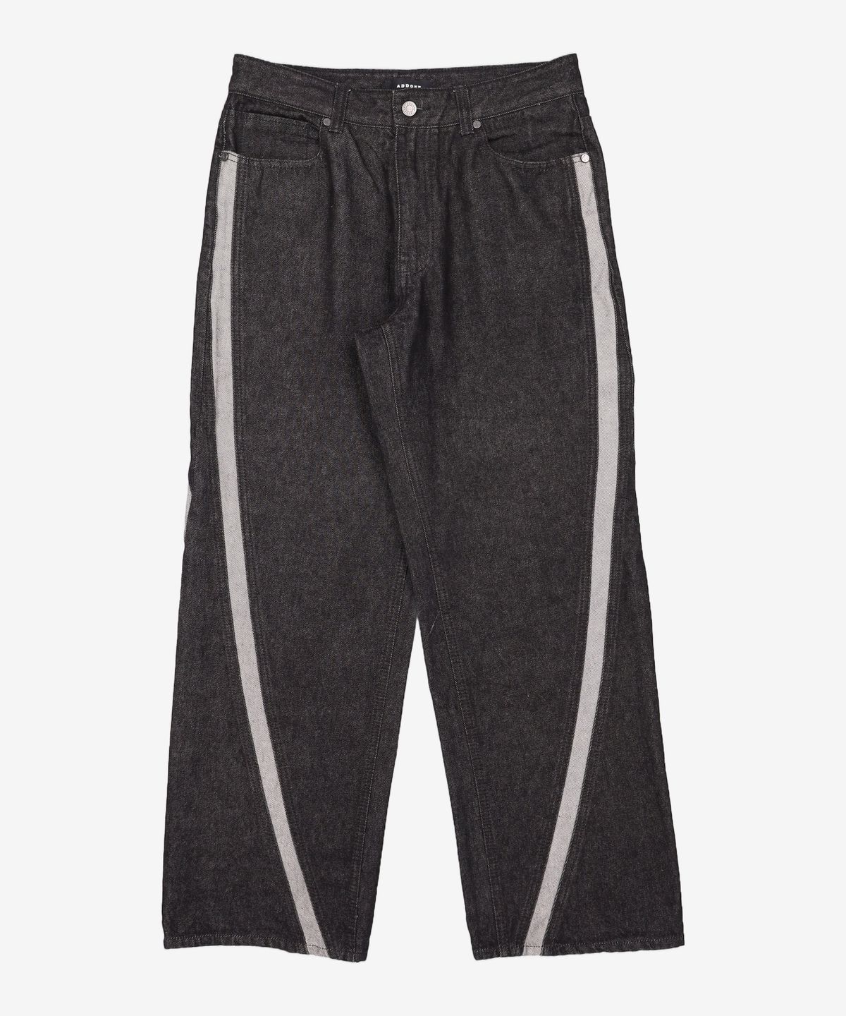 애드오프(ADDOFF) WAVE CURL LINE WIDE DENIM PANTS BLACK 50