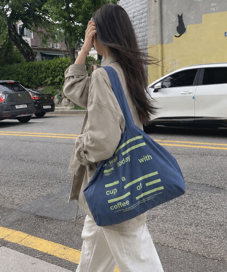 Nice Walk Today Eco Bag_Dusty Blue