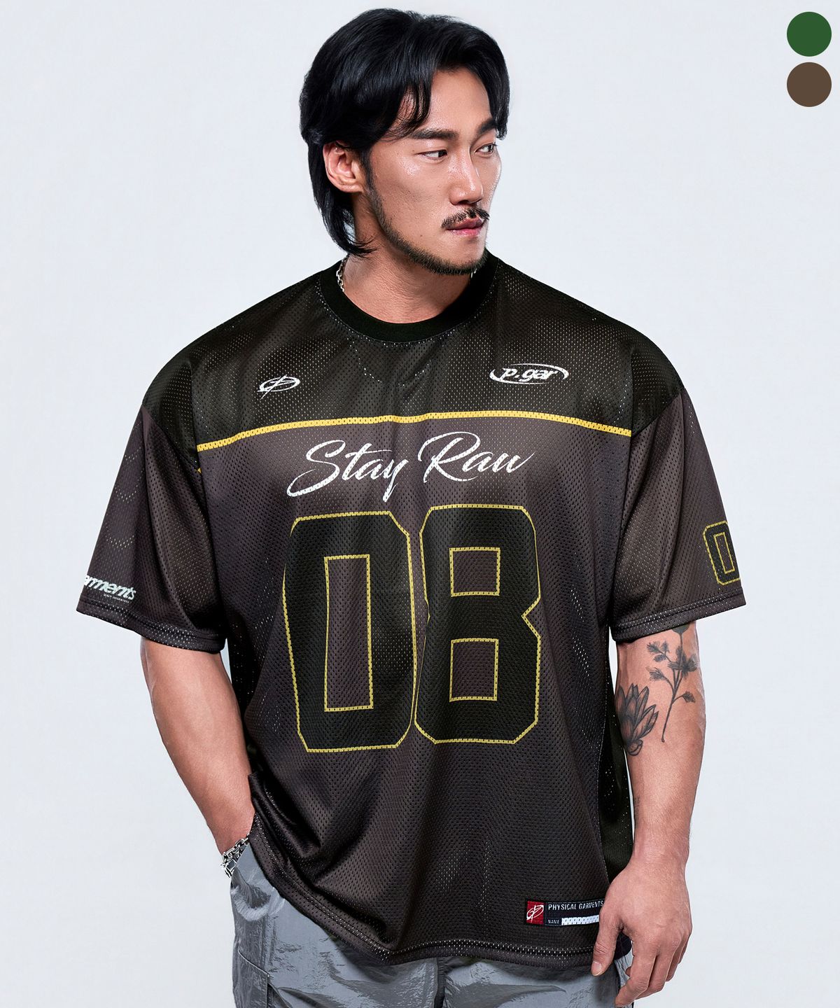 피지컬가먼츠(PHYSICAL GARMENTS) P2645 올메쉬 럭비 자이언트 반팔 [2COLOR]