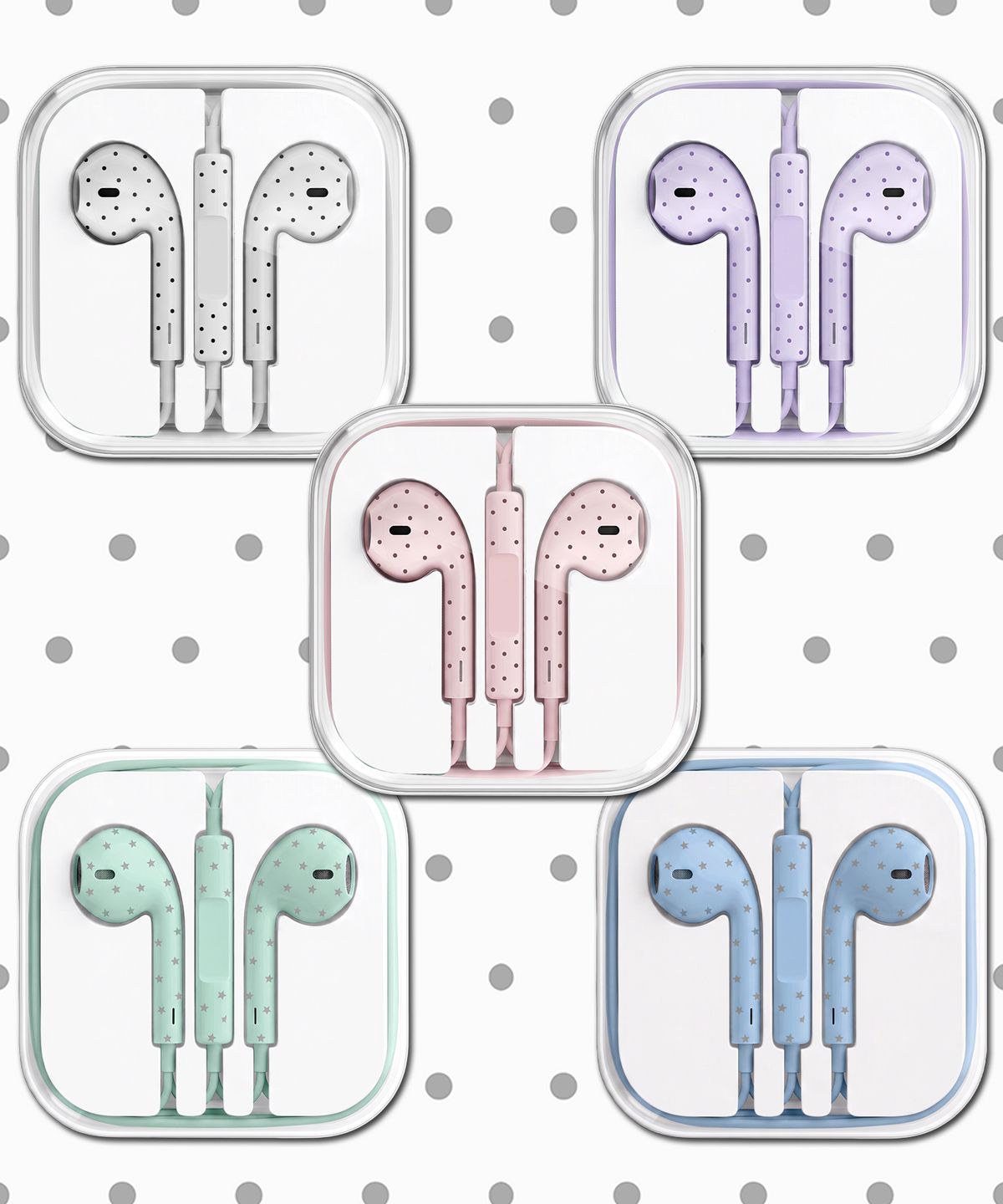 누아트(NUART) [별/도트패턴] 유선 이어폰 C타입 8핀 라이트닝 오픈형 earphone