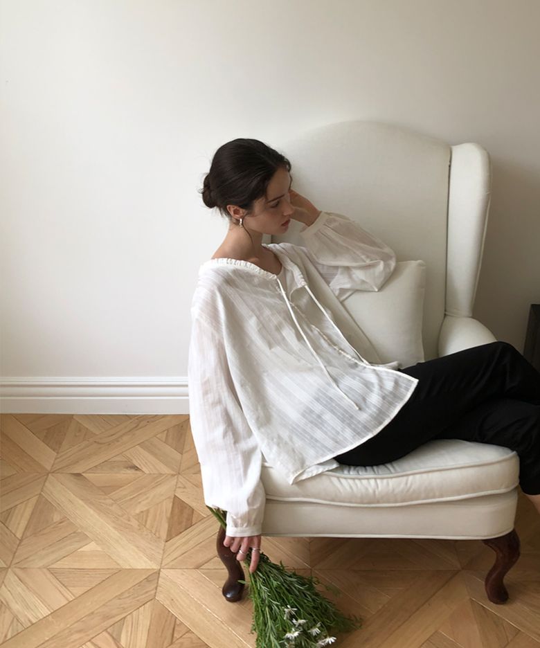 [2nd] Cotton Lace Frill Blouse - Ivory
