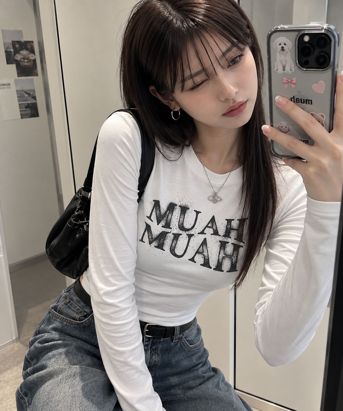 무아무아(MUAHMUAH) 스프레이드 웨이브 긴팔티 [화이트]