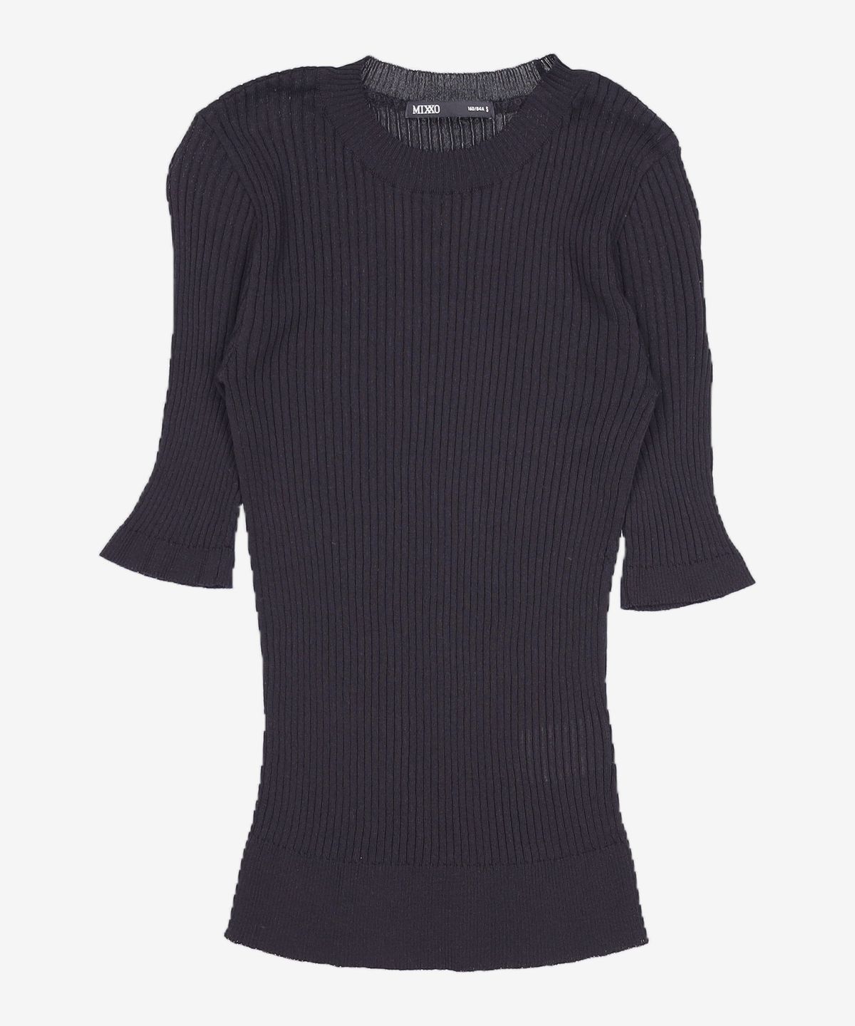 미쏘(MIXXO) 라운드 골지 슬림 반팔 스웨터 MIWKAB420T S