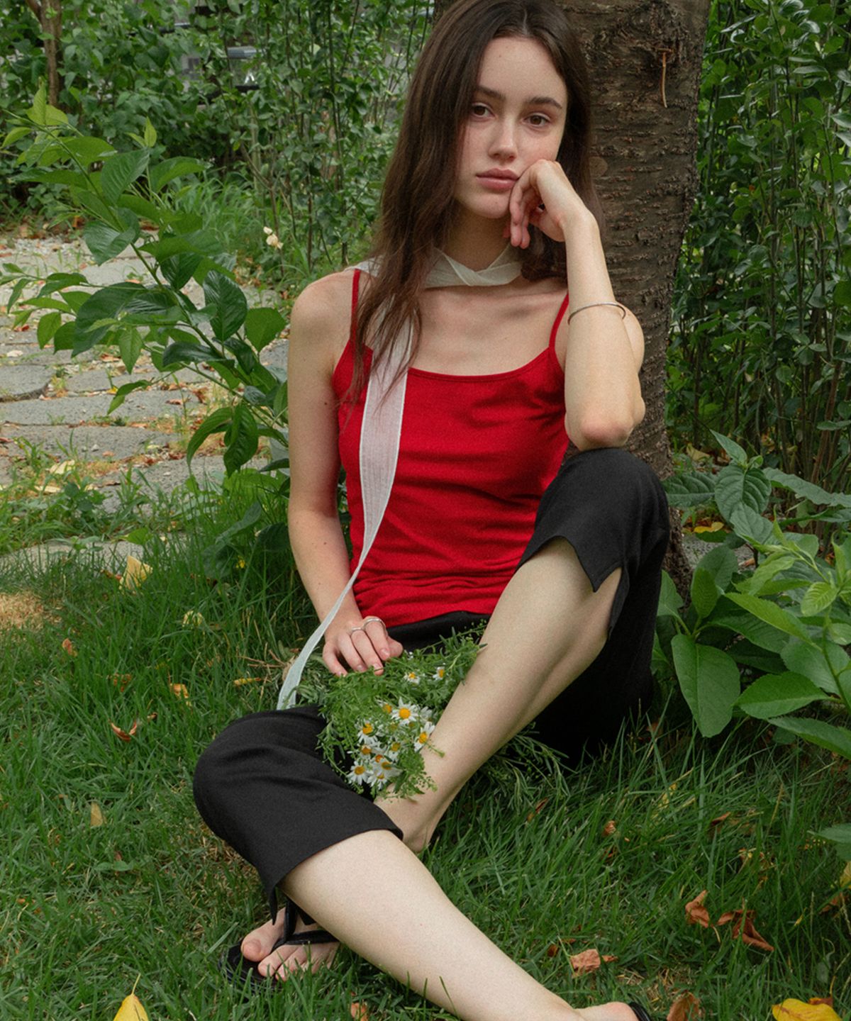 페르브(FERV) Cotton Square Neck Sleeveless - Red