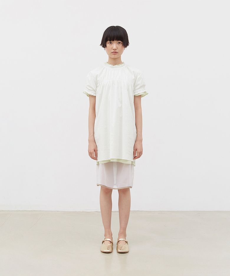 PINTUCKED TUNIC DRESS (WHITE)
