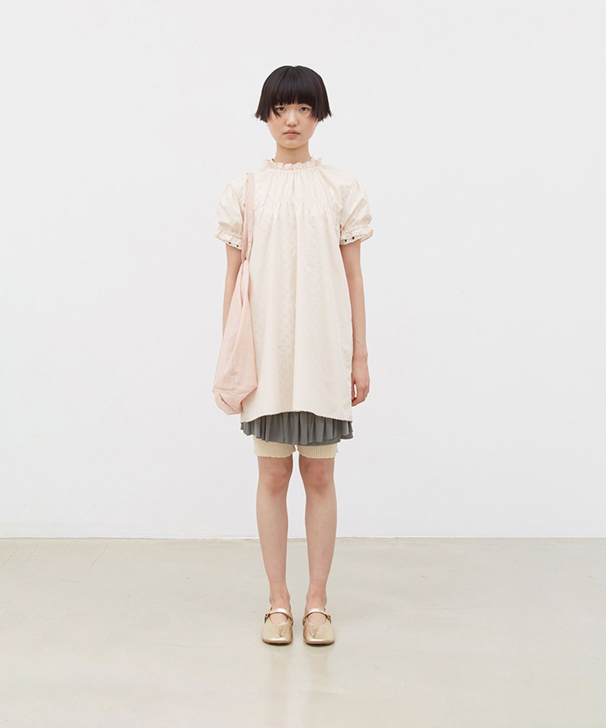 코스모스(COSMOSS) PINTUCKED TUNIC DRESS (PEACH)