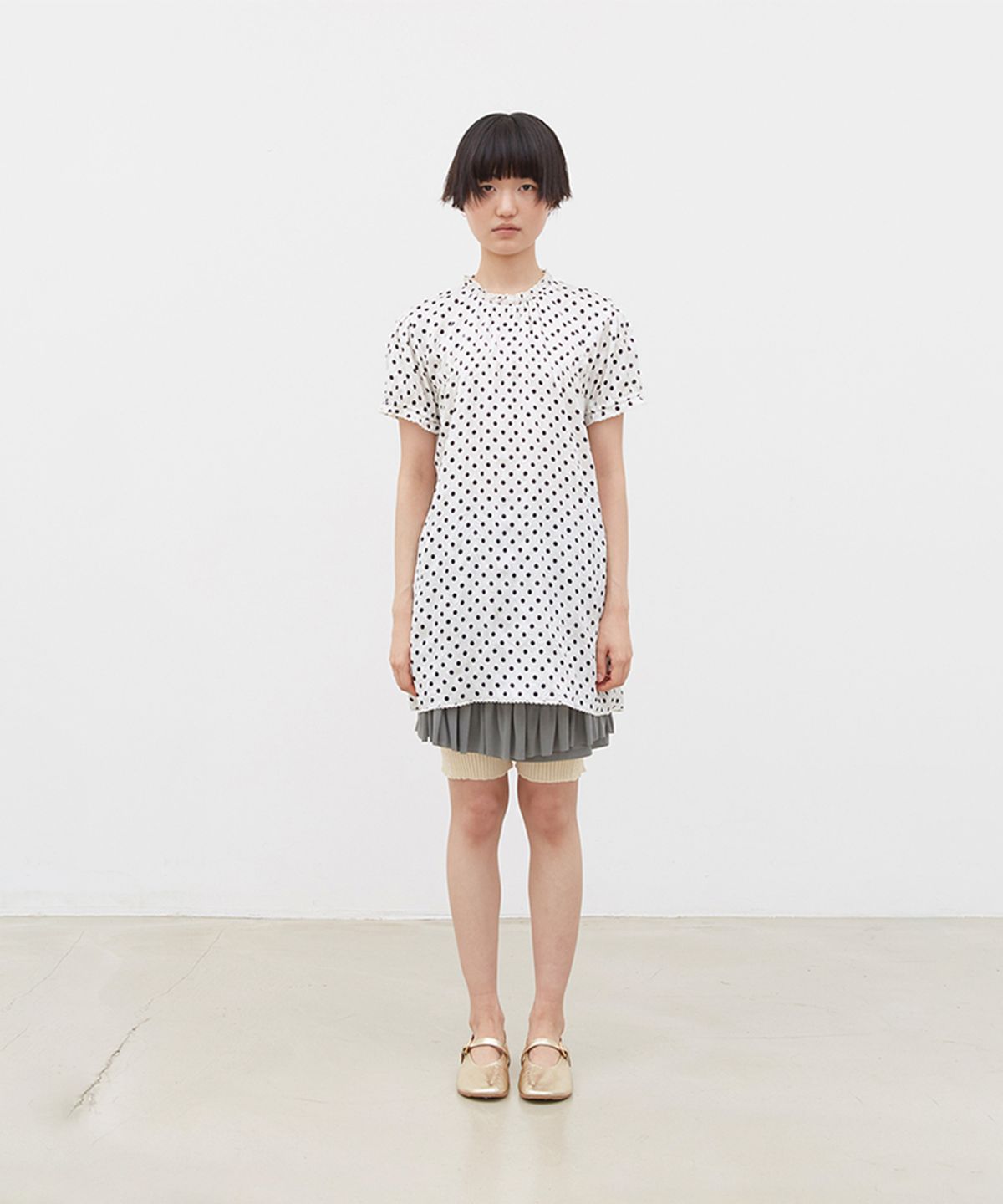 코스모스(COSMOSS) PINTUCKED TUNIC DRESS (DOTS)