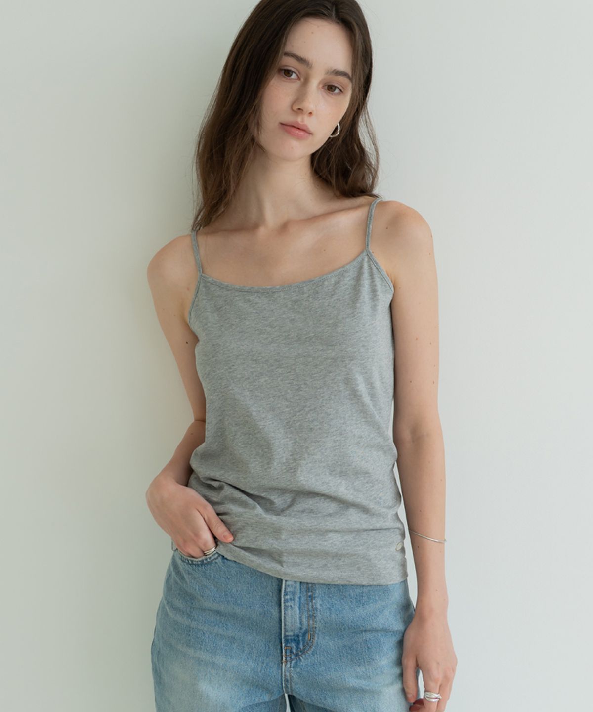 페르브(FERV) Cotton Square Neck Sleeveless - Gray