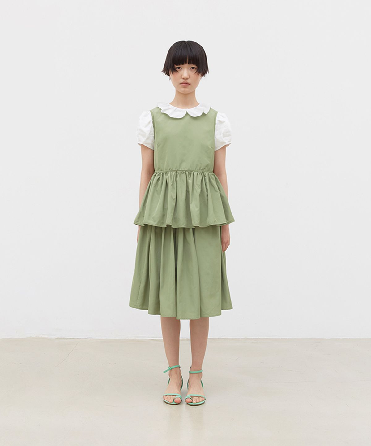 코스모스(COSMOSS) FULL FLARE VOLUME SKIRT (OLIVE)