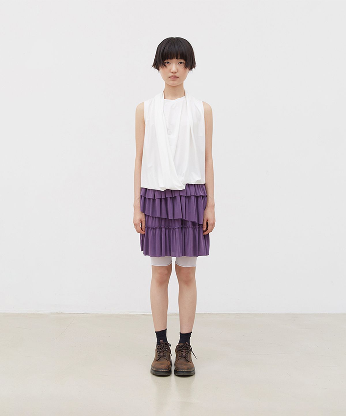 코스모스(COSMOSS) LAYERED FRILL SKIRT (PURPLE)