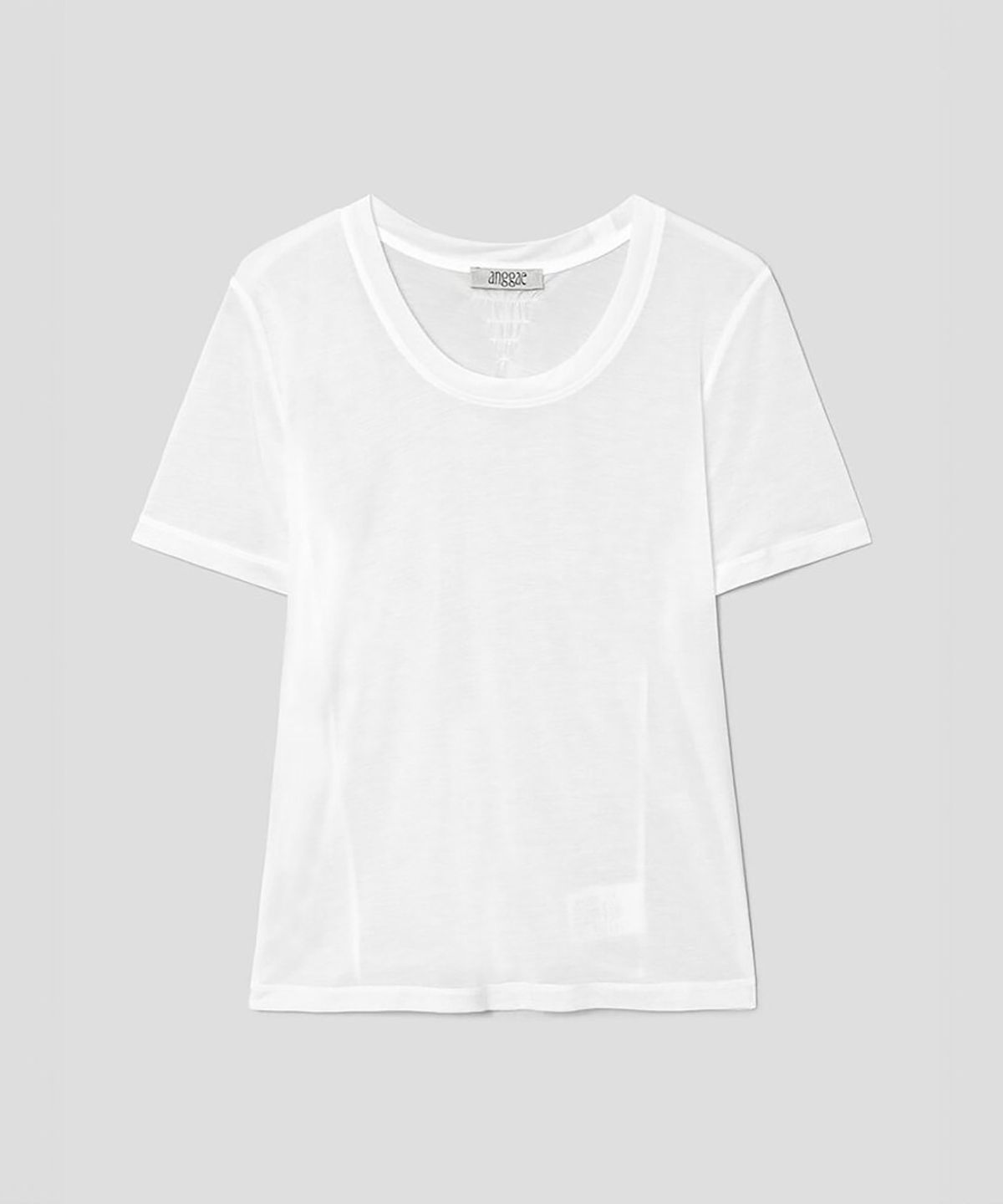 앙개(ANGGAE) Scoop Neck Short Sleeve TShirt  White