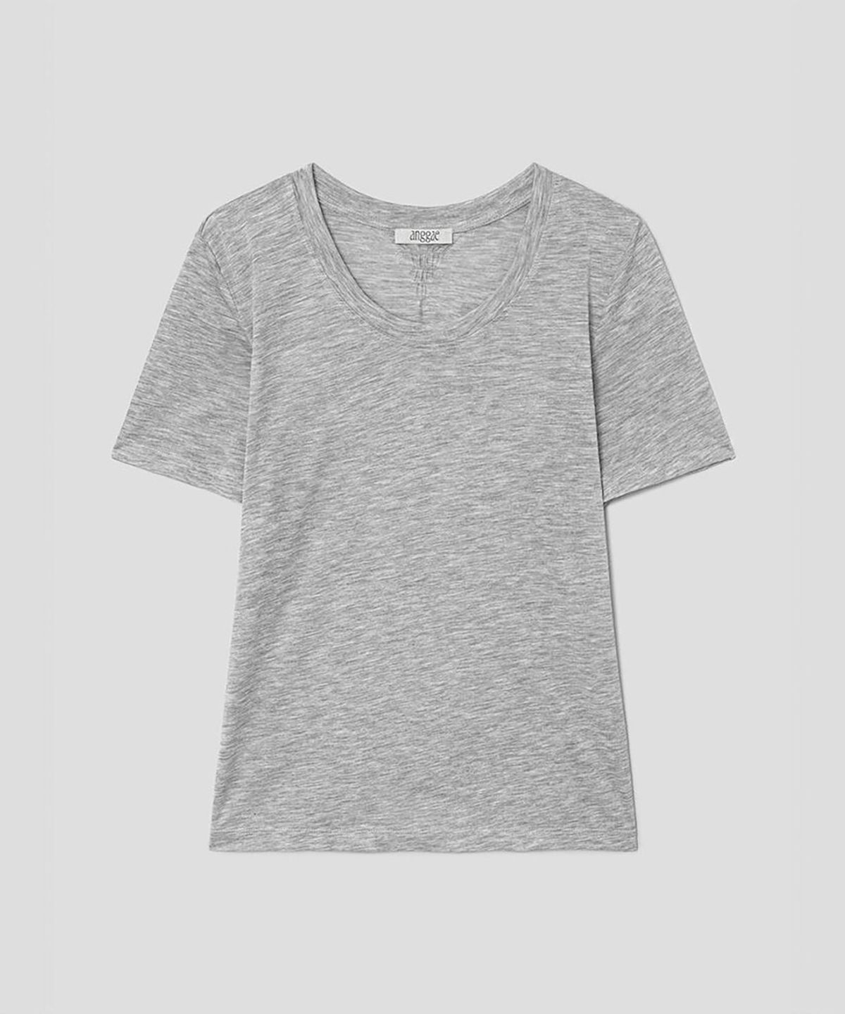 앙개(ANGGAE) Scoop Neck Short Sleeve TShirt  Grey
