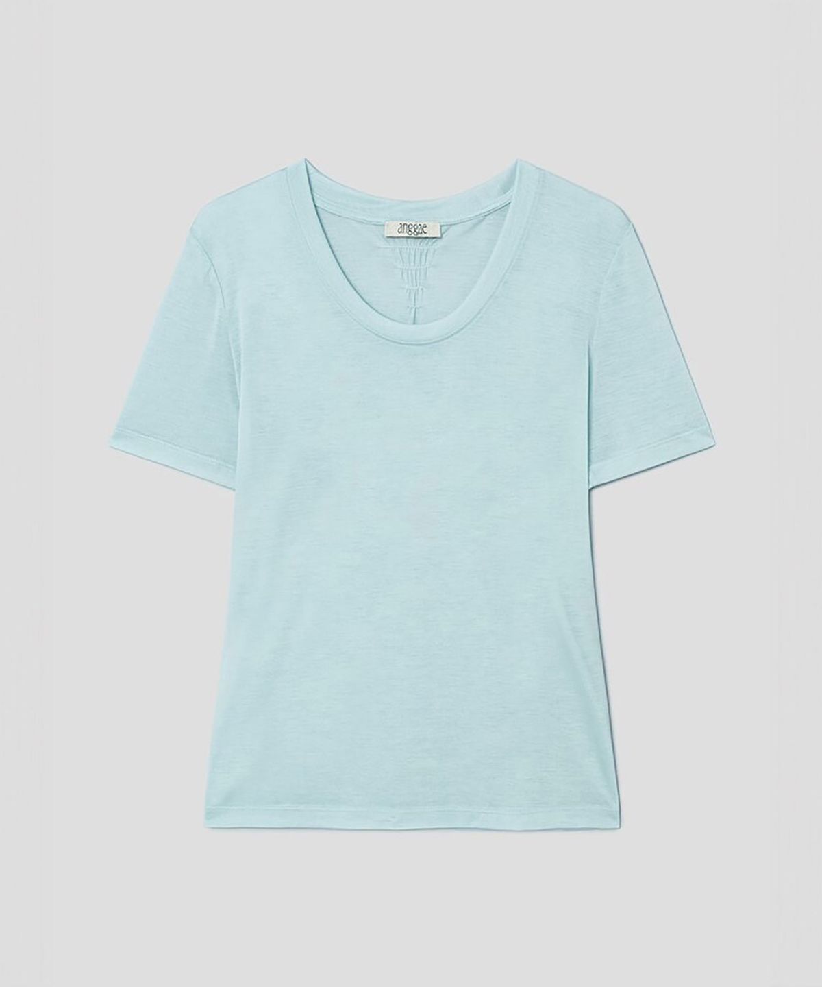 앙개(ANGGAE) Scoop Neck Short Sleeve TShirt  Sky Blue
