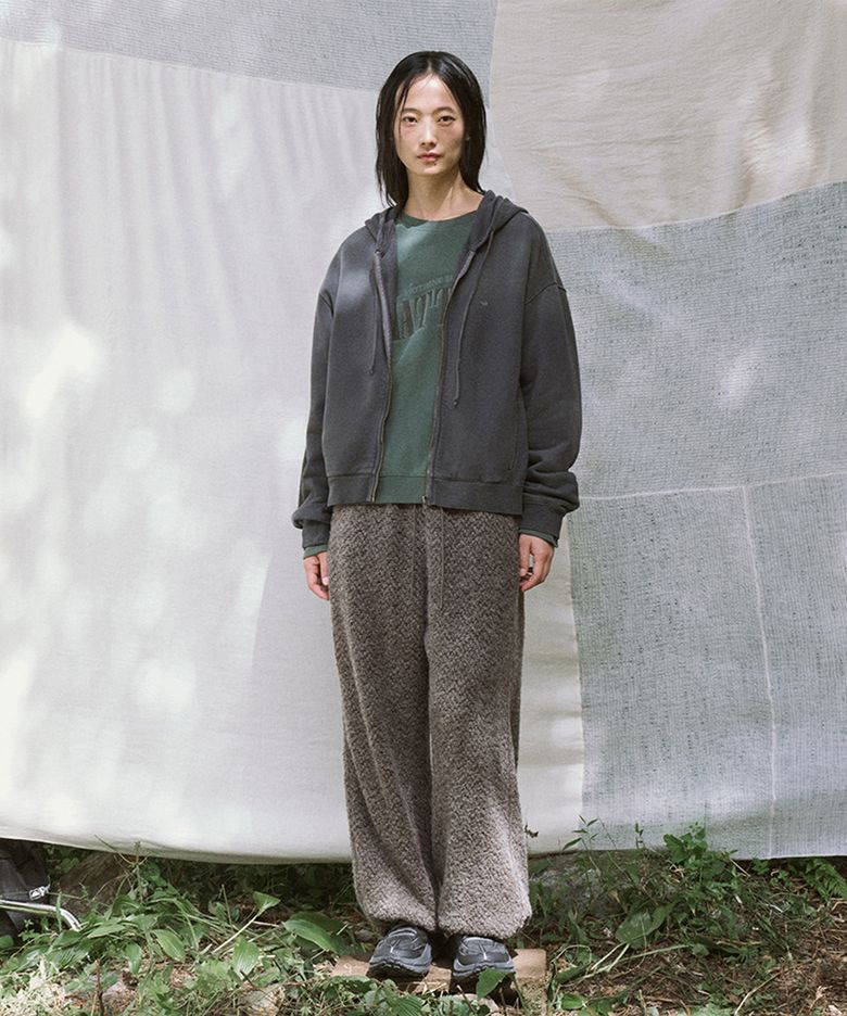 alle fleece hooded zip-up (charcoal)