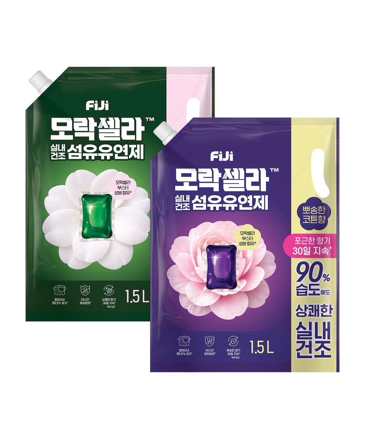 피지(FIJI) 모락셀라 실내건조 유연제 리필 1.5L x 2개 [허브/코튼 택1]