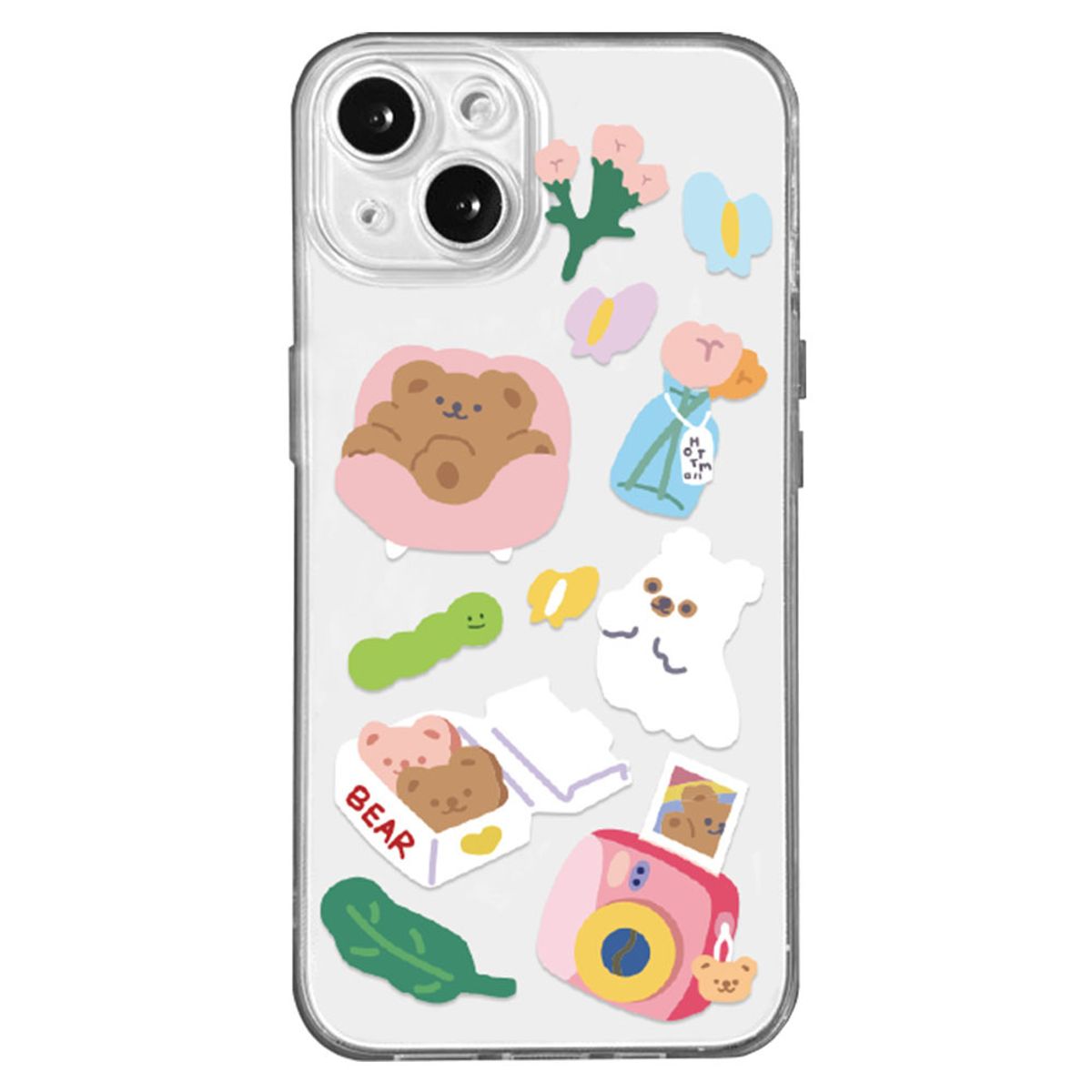 핫티몰(HOTTMALL) 곰돌이의 하루 곰돌이 캐릭터 투명 TPU 아이폰 갤럭시 휴대폰 케이스