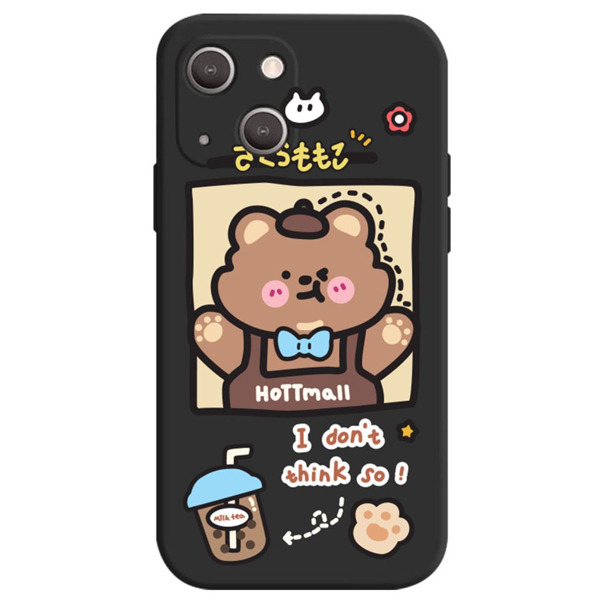 핫티몰(HOTTMALL) 밀크티 곰돌이 귀여운 캐릭터 젤리 블랙 TPU 전기종 휴대폰 케이스