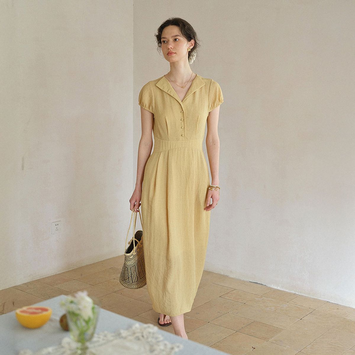 심플레트로(SIMPLE RETRO) SR_Pomelo soft light dress
