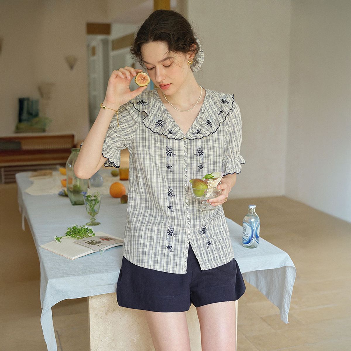 심플레트로(SIMPLE RETRO) SR_Pavilion french blouse