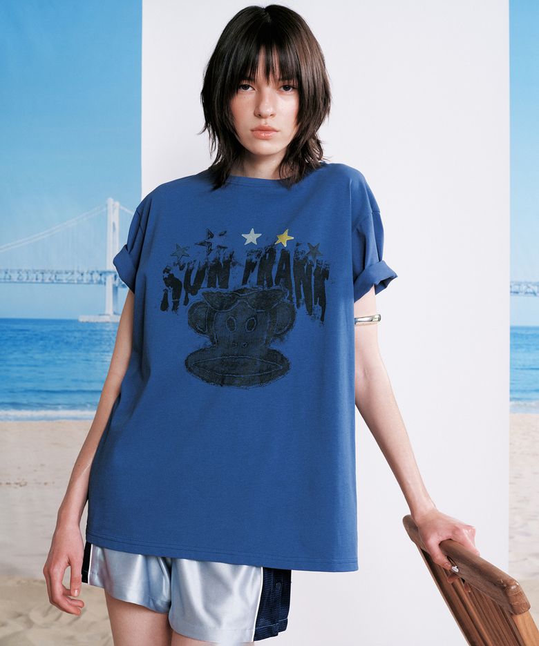 SUNBURN X PAUL FRANK OVERFIT T-SHIRT, NAVY