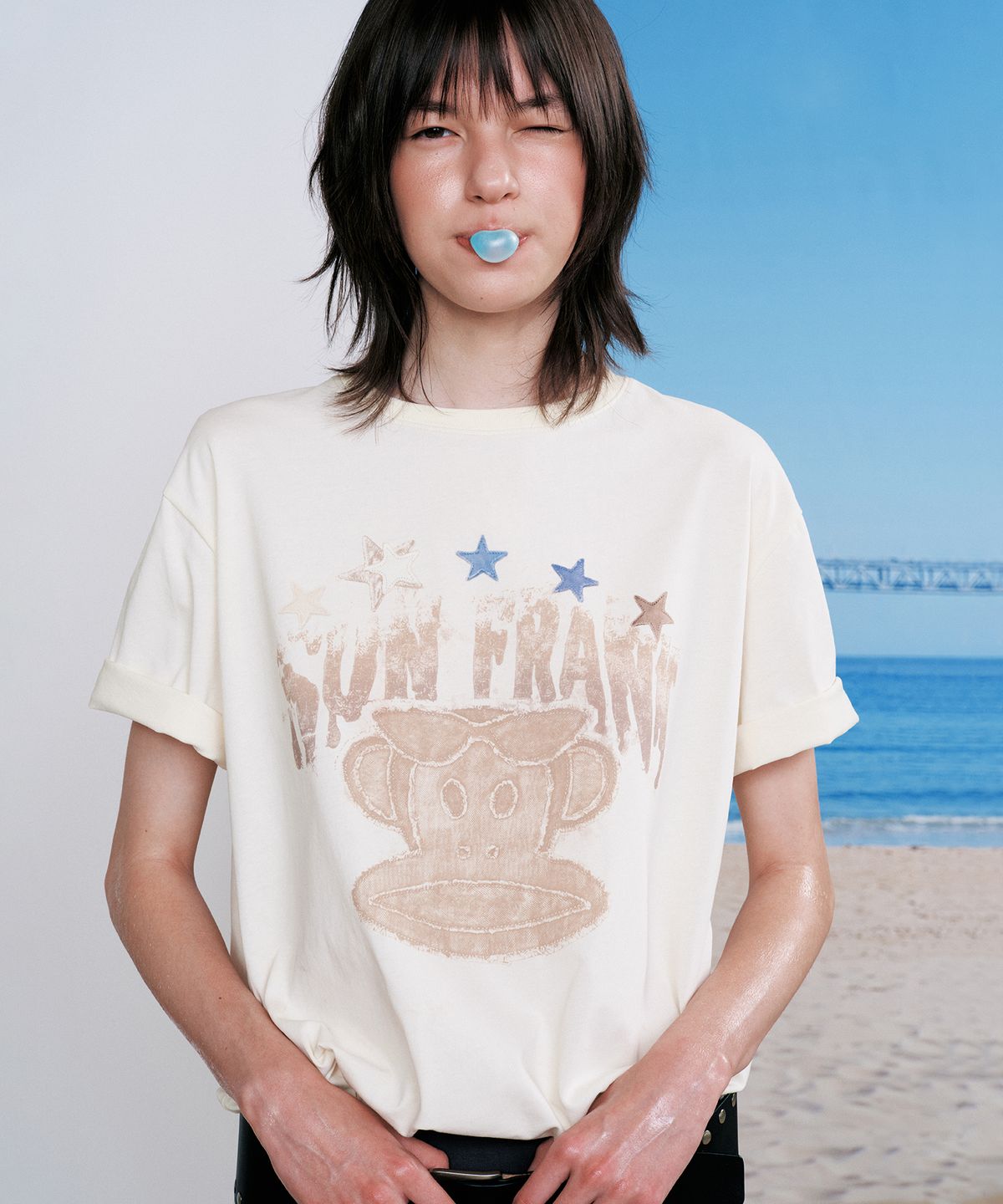 썬번프로젝트(SUNBURNPROJECT) SUNBURN X PAUL FRANK OVERFIT T-SHIRT, IVORY