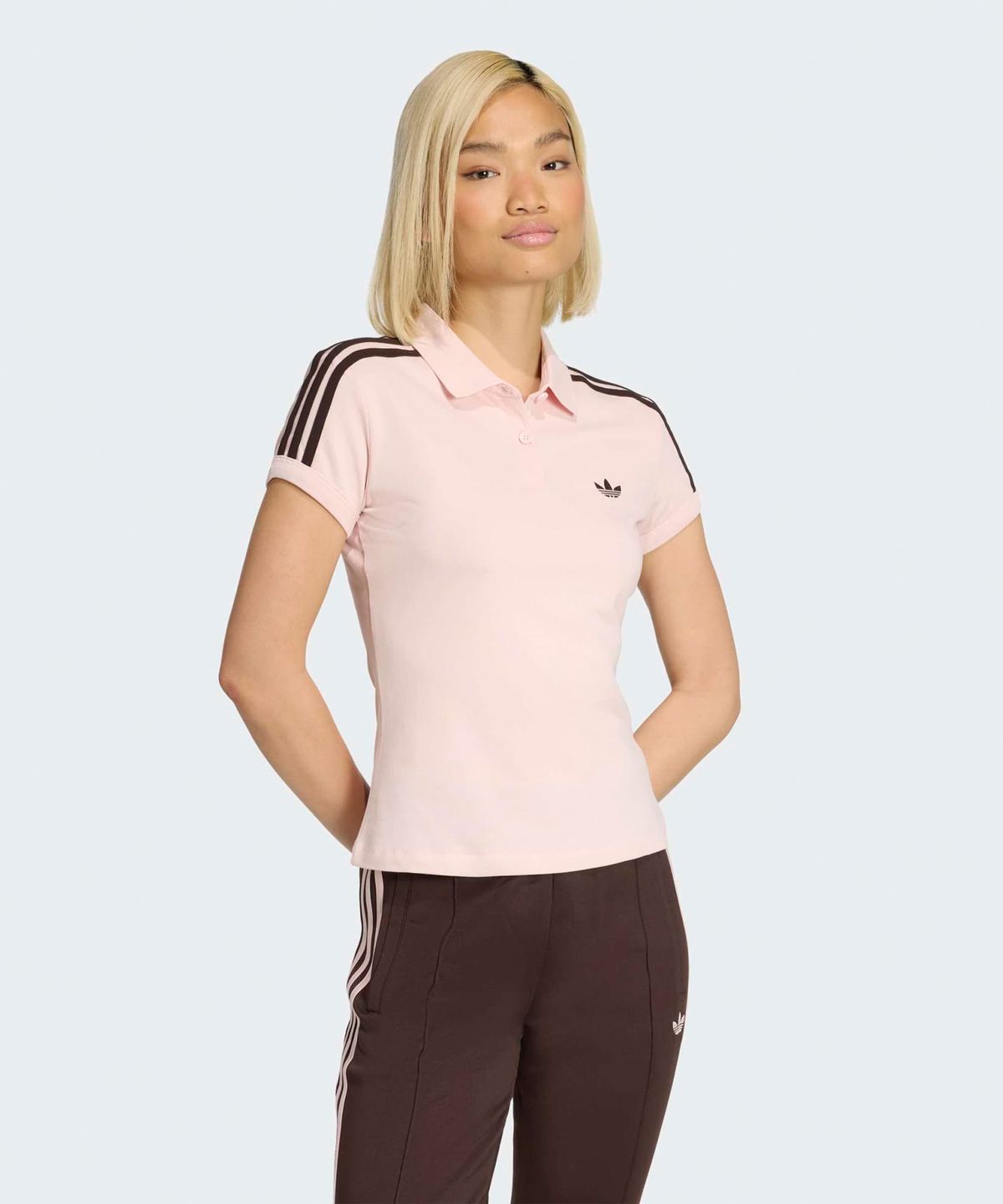 아디다스(ADIDAS) 3-스트라이프 폴로 - 샌디핑크:아우라커피 / KD3699