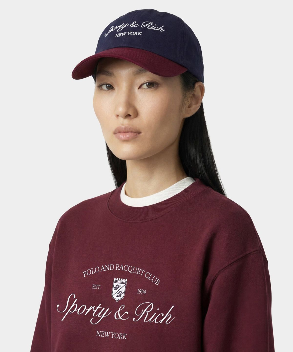 스포티앤리치(SPORTY&RICH) 시라큐스 NY 캡 - 네이비/보르도 R265AOH013