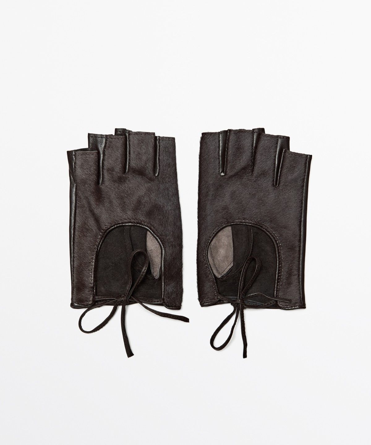 마시모두띠(MASSIMO DUTTI) 바이커 스타일 퍼 레더 장갑