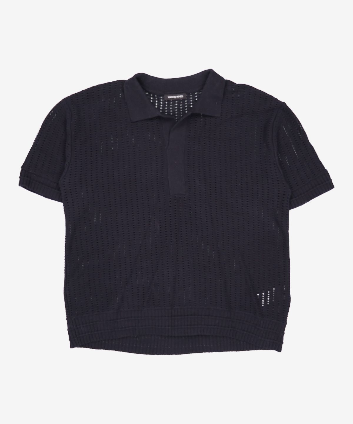 메종미네드(MAISON MINED) SAINT BLACK KNIT HALF SHIRTS
