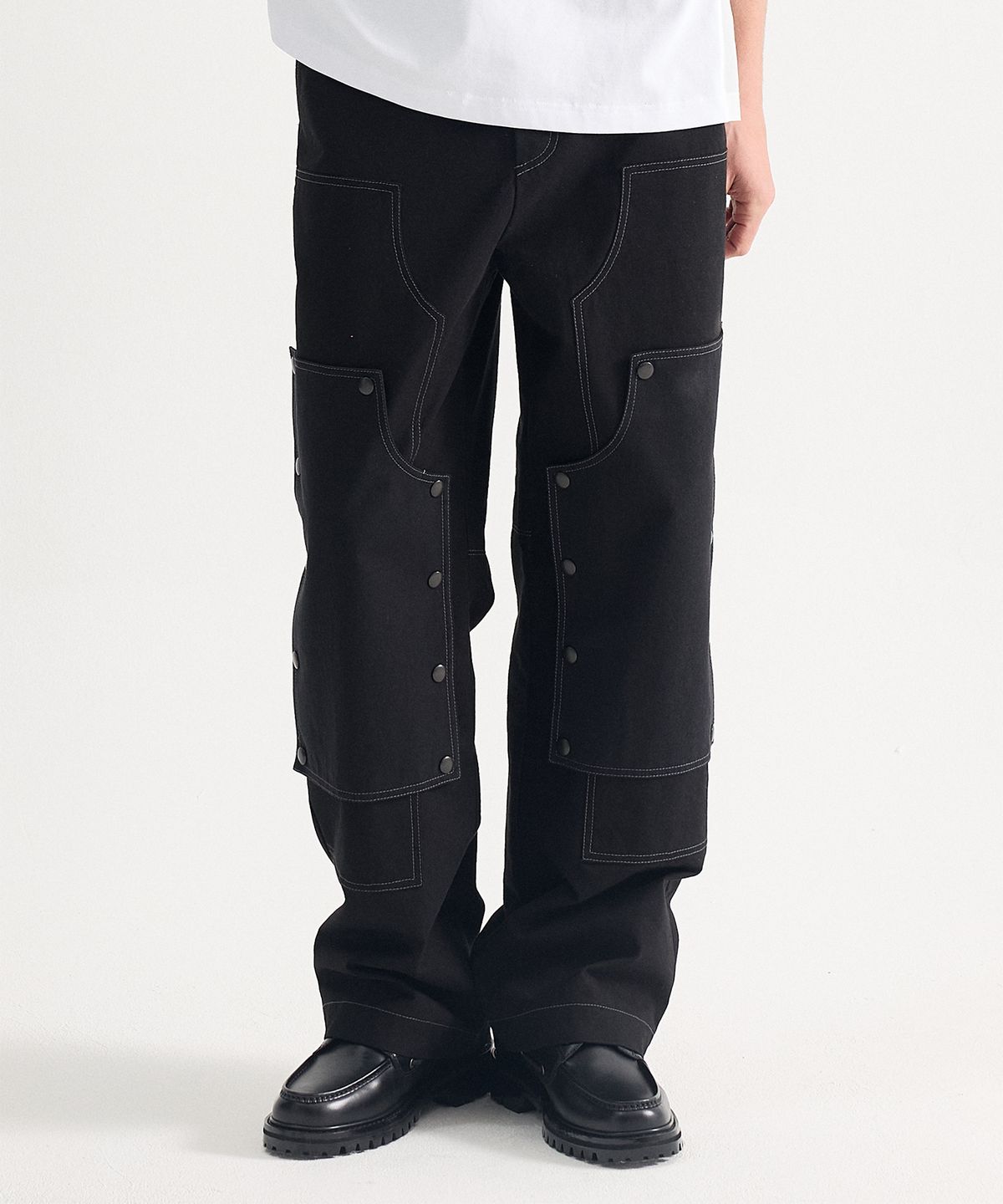 에이치직(H.JIK) Detachable Double Knee Trousers - Black