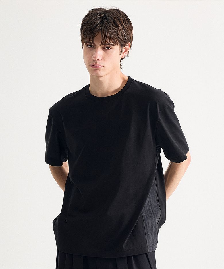 Contrast Side Panel T-Shirt - Black
