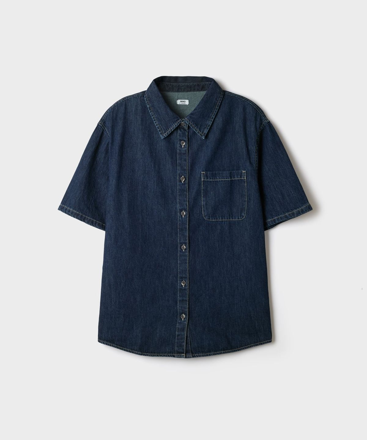 스파오(SPAO) 릴랙스핏 반팔 데님 셔츠 (RE)_SPYJG37G01