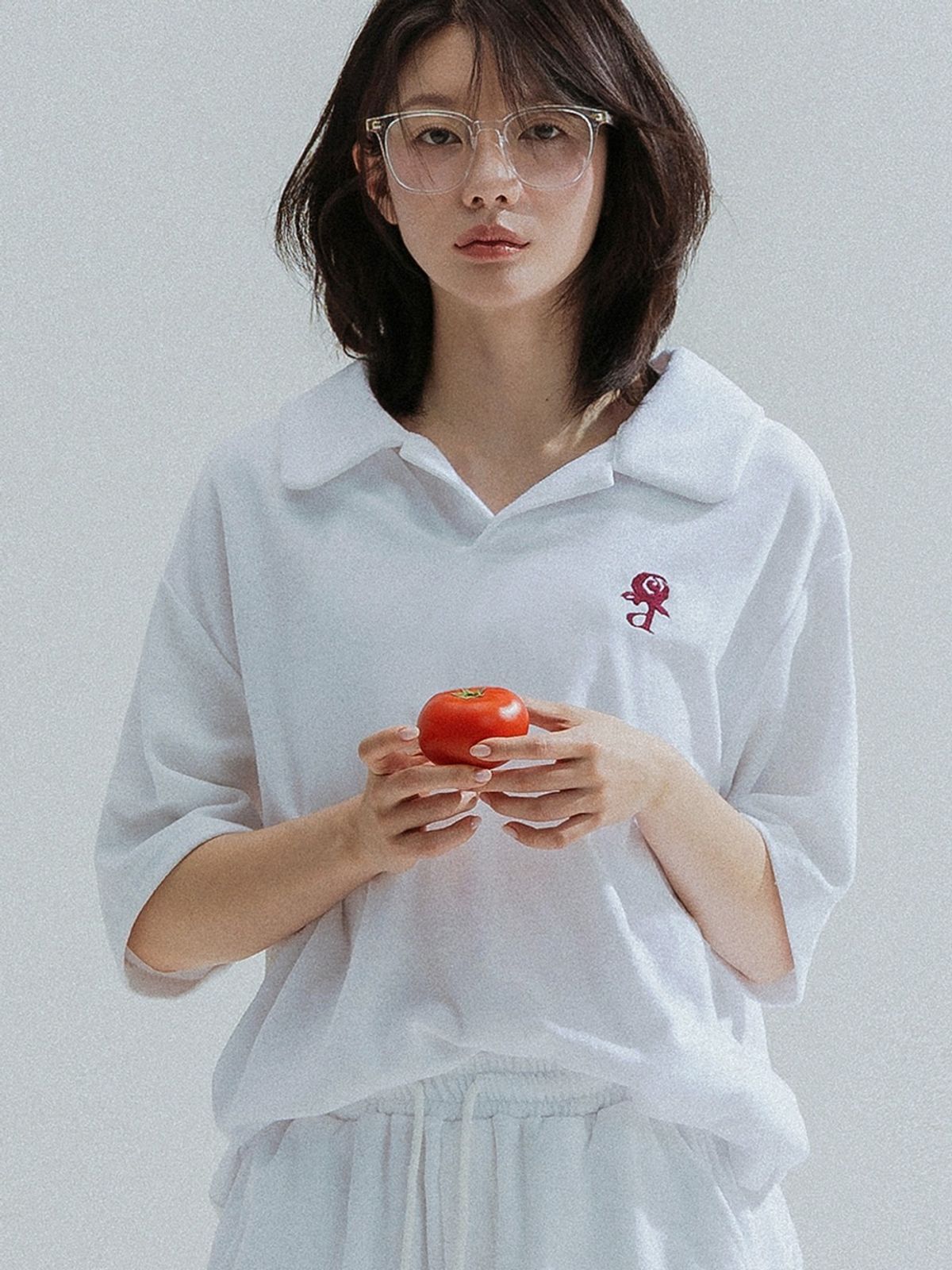 앤하츠(ANNEHEARTS) Relaxed Collar Terry Tee_WHITE