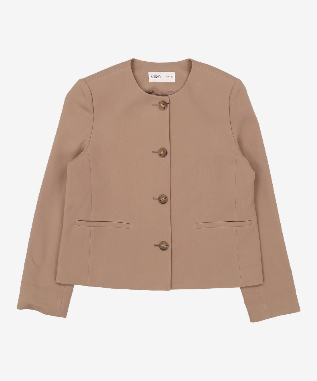 미쏘(MIXXO) 라운드넥 일자핏 싱글 숏자켓 MIWJKBT11B S